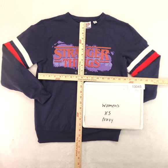 Stranger Things Long Sleeve Crew Neck Sweatshirt Womens Size XS Navy Blue - Picture 5 of 9